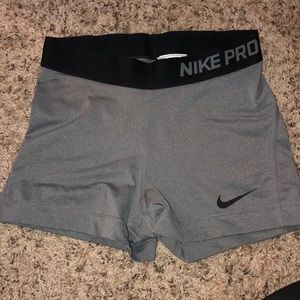 Small grey Nike pro 3” dri-fit spandex shorts